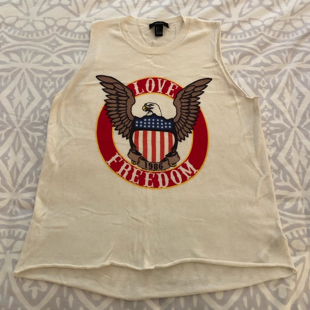 Forever 21 Love Freedom Patriotic Tank Top